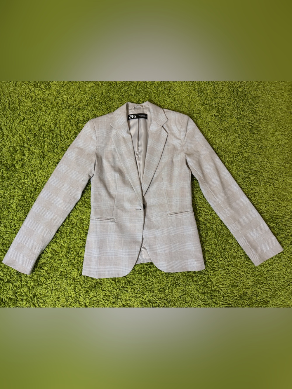 ZARA Light Beige Plaid Tailored Blazer
